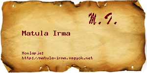Matula Irma névjegykártya